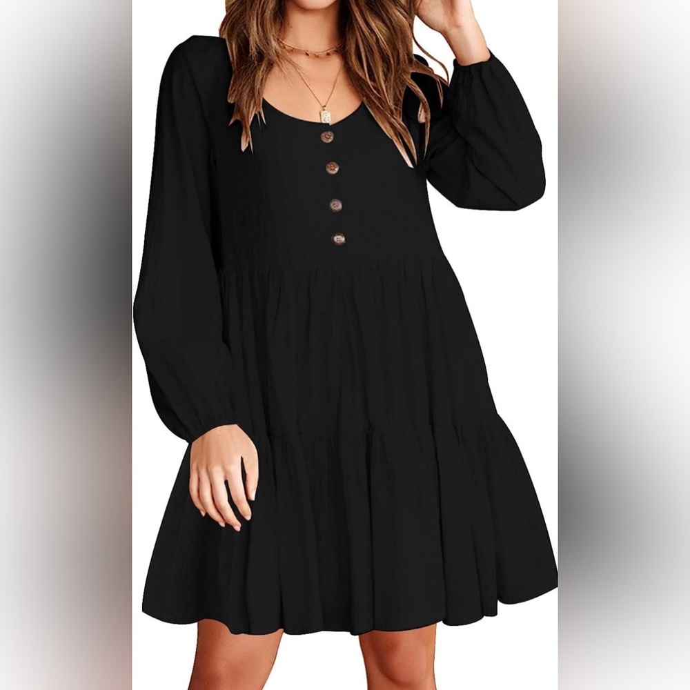 Sarin Matthews Tiered Bishop Sleeve Dress | S